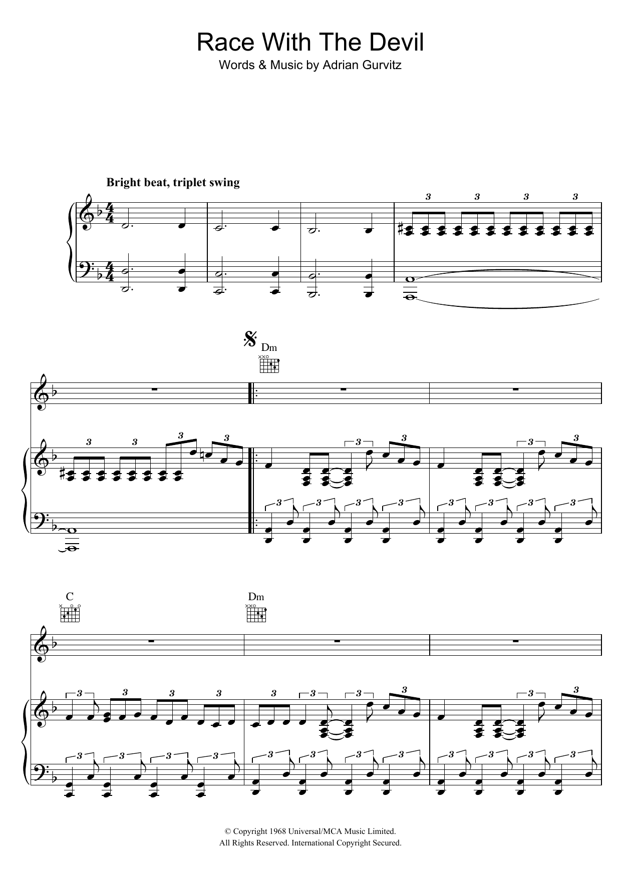Download Girlschool Race With The Devil Sheet Music