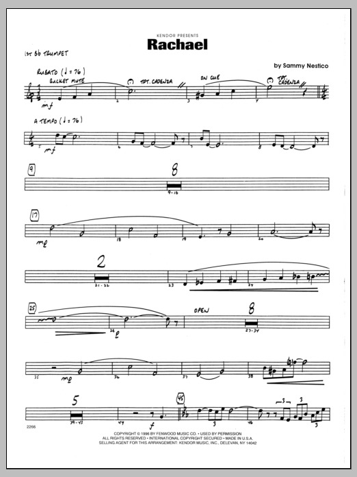 Download Sammy Nestico Rachael - 1st Bb Trumpet Sheet Music
