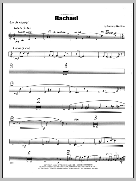 Download Sammy Nestico Rachael - 2nd Bb Trumpet Sheet Music