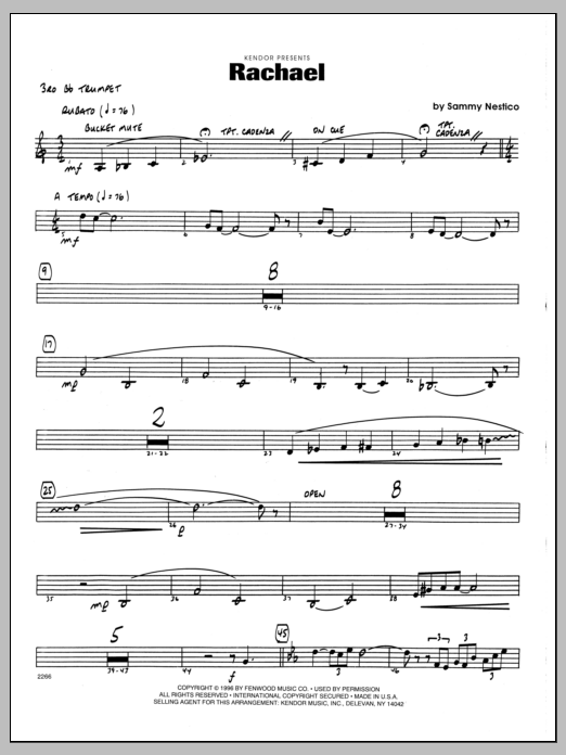Download Sammy Nestico Rachael - 3rd Bb Trumpet Sheet Music