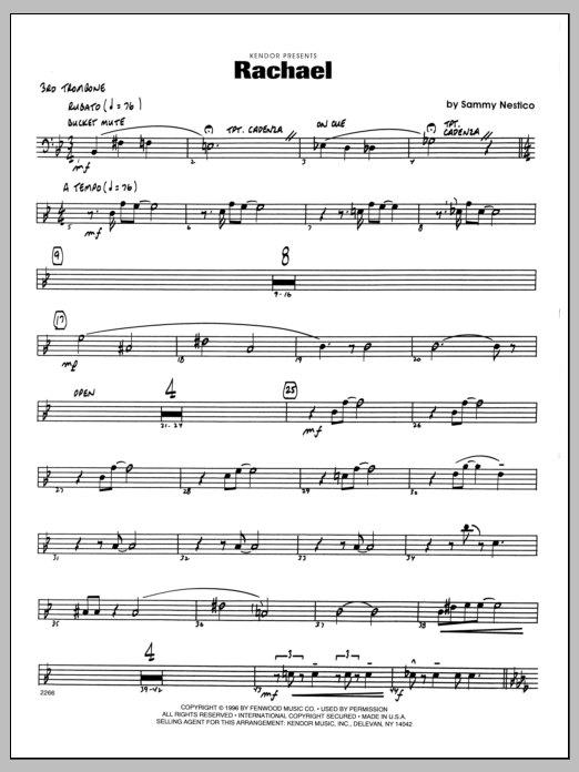 Download Sammy Nestico Rachael - 3rd Trombone Sheet Music