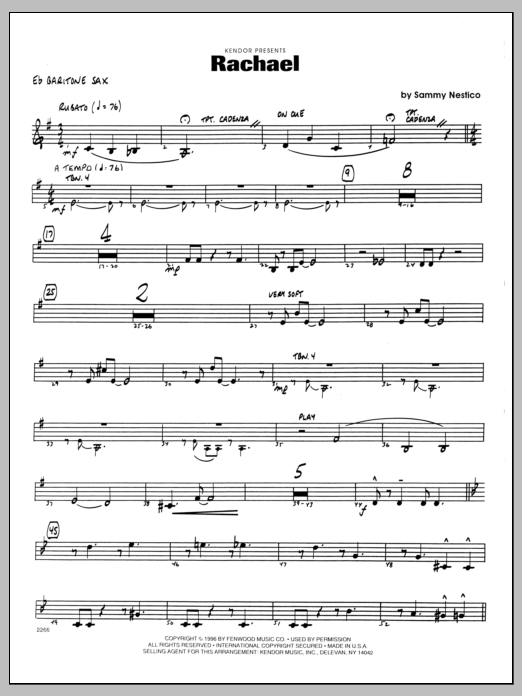 Download Sammy Nestico Rachael - Eb Baritone Sax Sheet Music