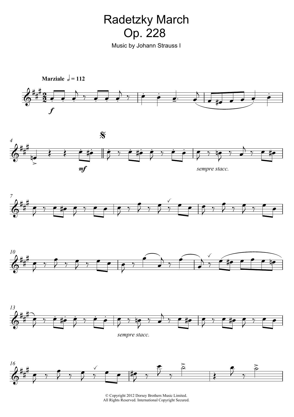 Download Johann Strauss Radetzky March Op. 228 Sheet Music