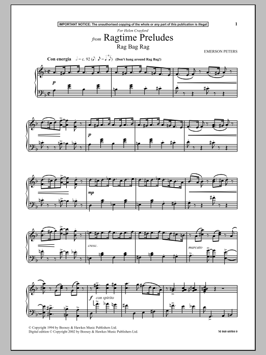 Download Emerson Peters Rag Bag Rag (from Ragtime Preludes) Sheet Music