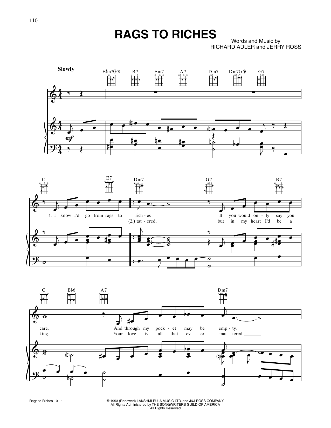 Download Tony Bennett Rags To Riches Sheet Music