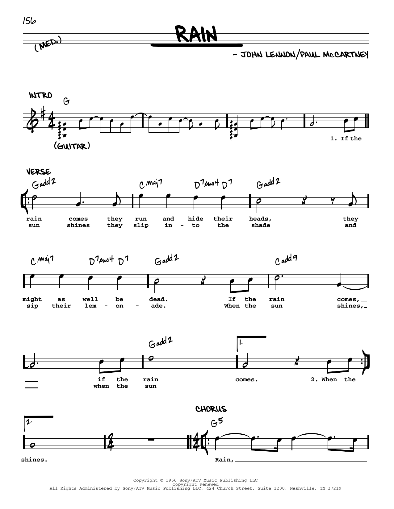 Download The Beatles Rain [Jazz version] Sheet Music
