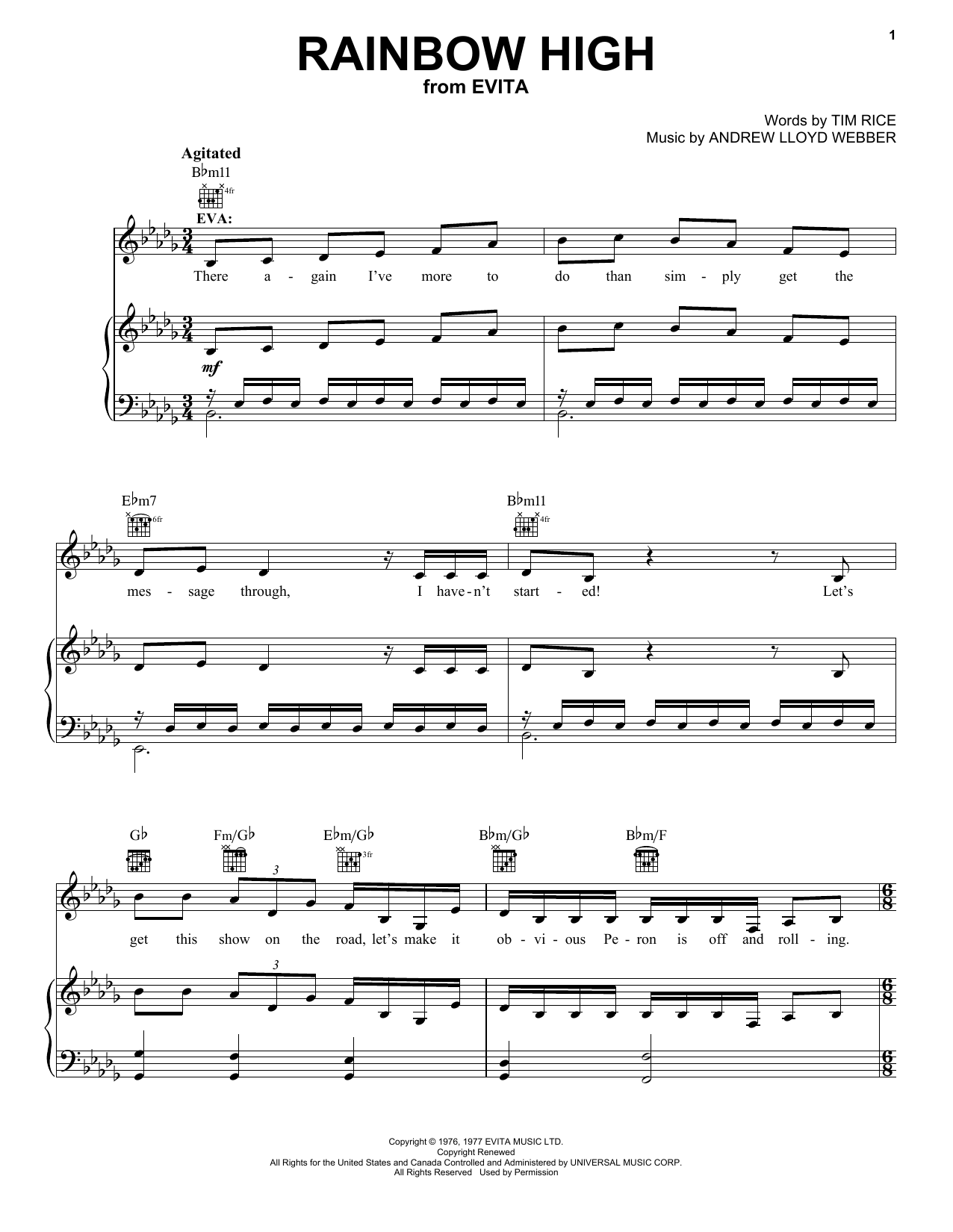 Download Andrew Lloyd Webber Rainbow High (from Evita) Sheet Music