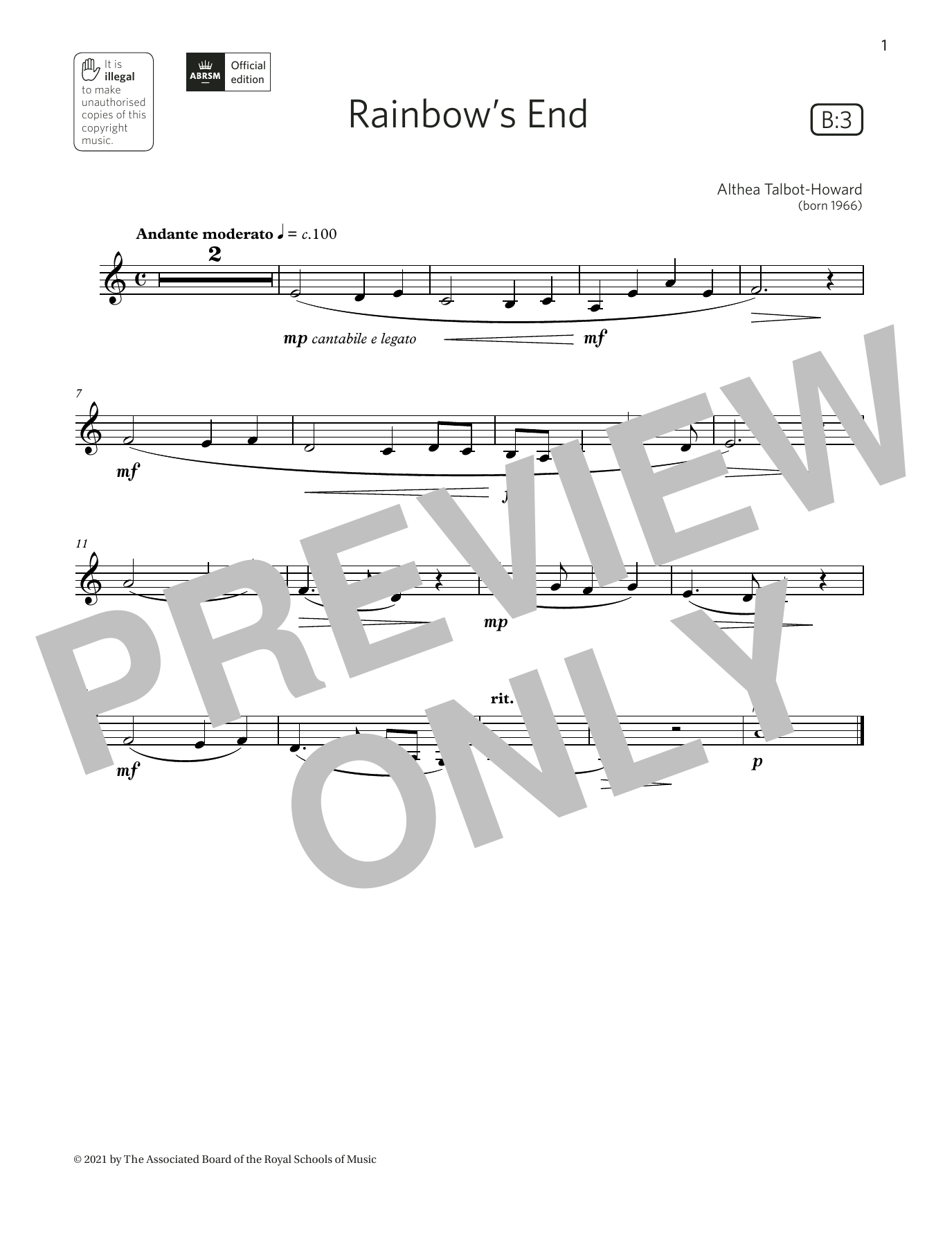 Download Althea Talbot-Howard Rainbow's End (Grade 1 List B3 from the Sheet Music