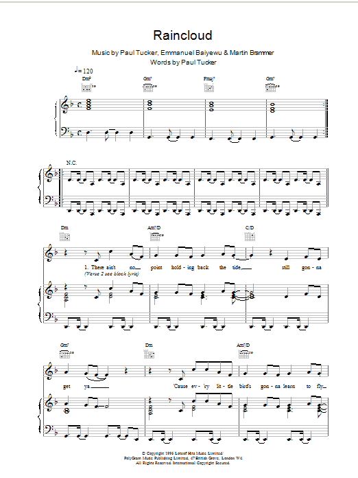 The Lighthouse Family Raincloud sheet music notes printable PDF score
