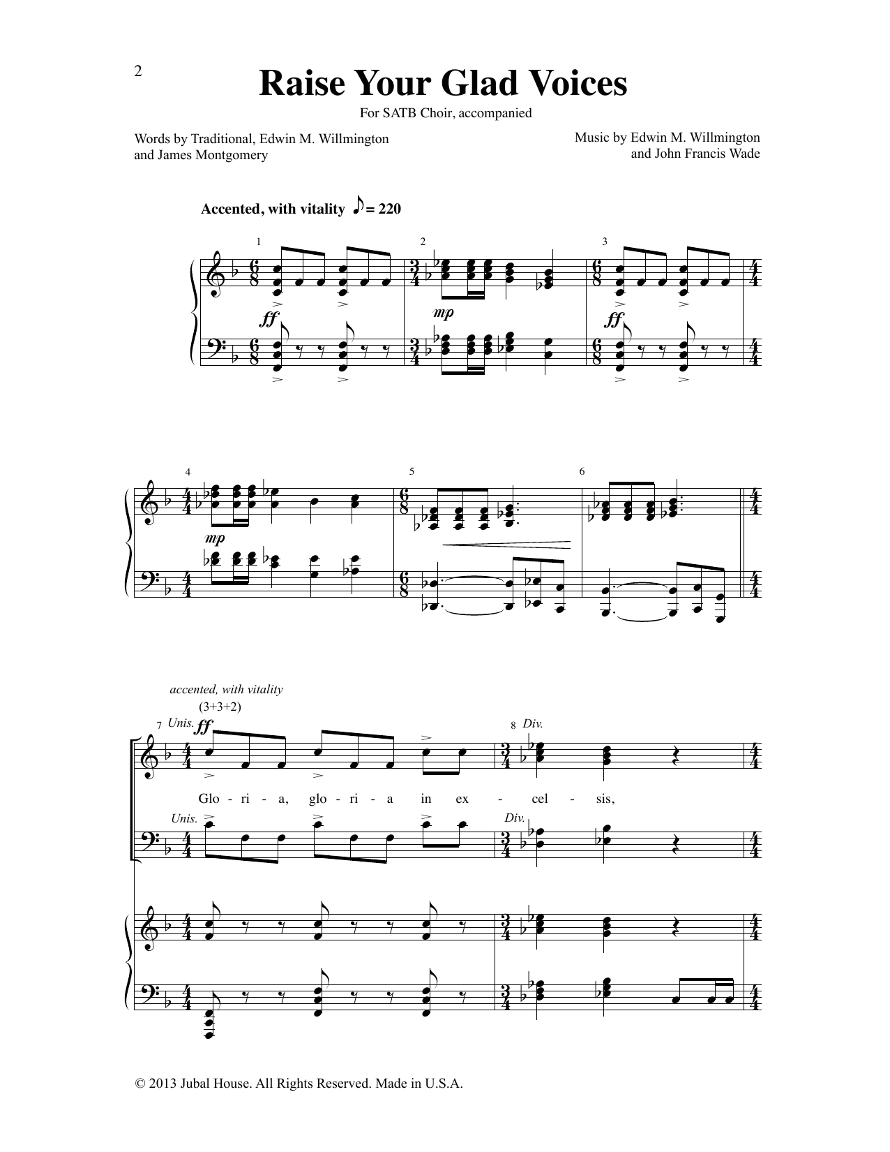 Download Edwin M. Willmington & John Francis Raise Your Glad Voices Sheet Music