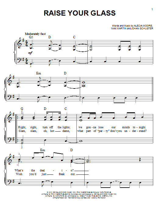 Download Glee Cast Raise Your Glass Sheet Music
