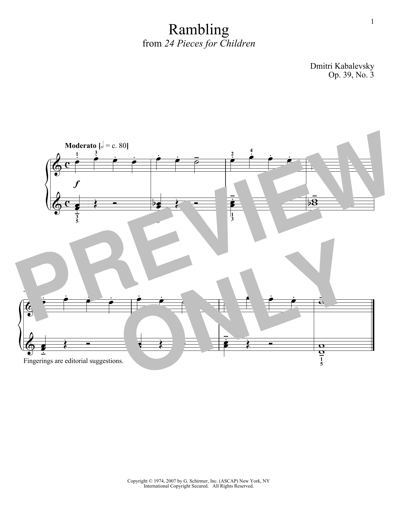 Download Dmitri Kabalevsky Rambling, Op. 39, No. 3 Sheet Music