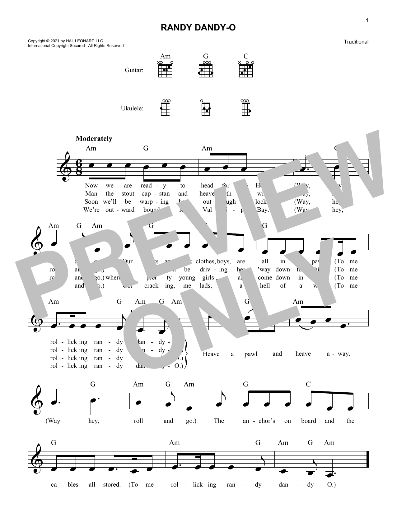 Download Traditional Randy Dandy-O Sheet Music