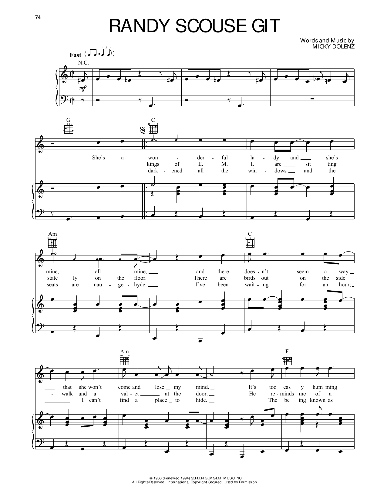 Download The Monkees Randy Scouse Git Sheet Music
