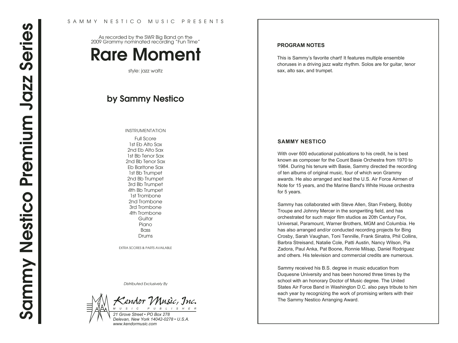 Download Sammy Nestico Rare Moment - Full Score Sheet Music