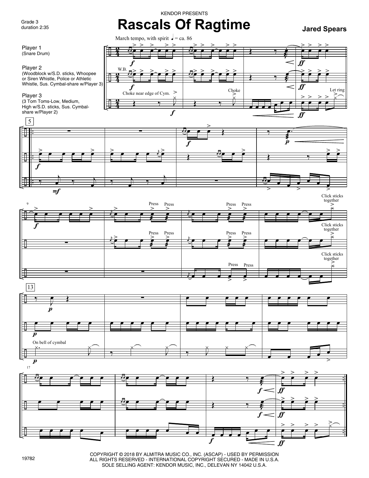 Download Jared Spears Rascals Of Ragtime - Full Score Sheet Music