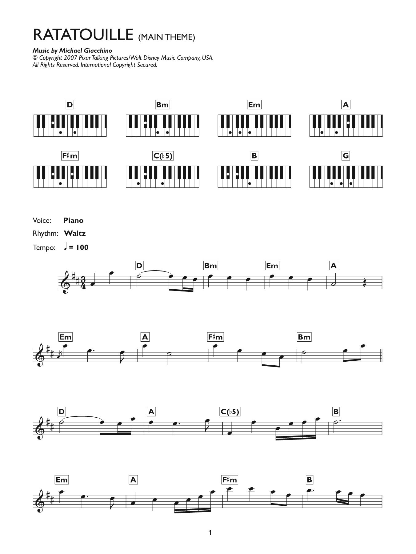 Download Michael Giacchino Ratatouille (Main Theme) Sheet Music