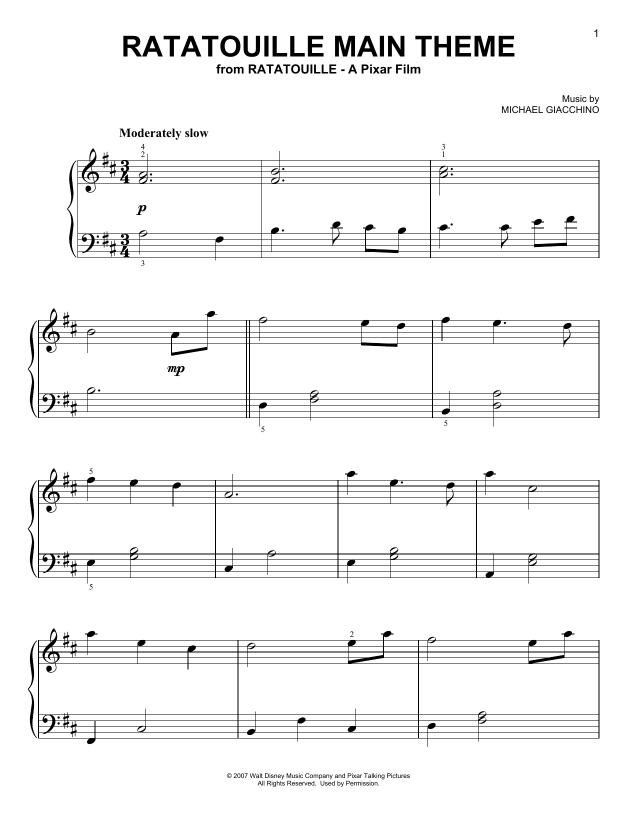 Download Michael Giacchino Ratatouille (Main Theme) Sheet Music