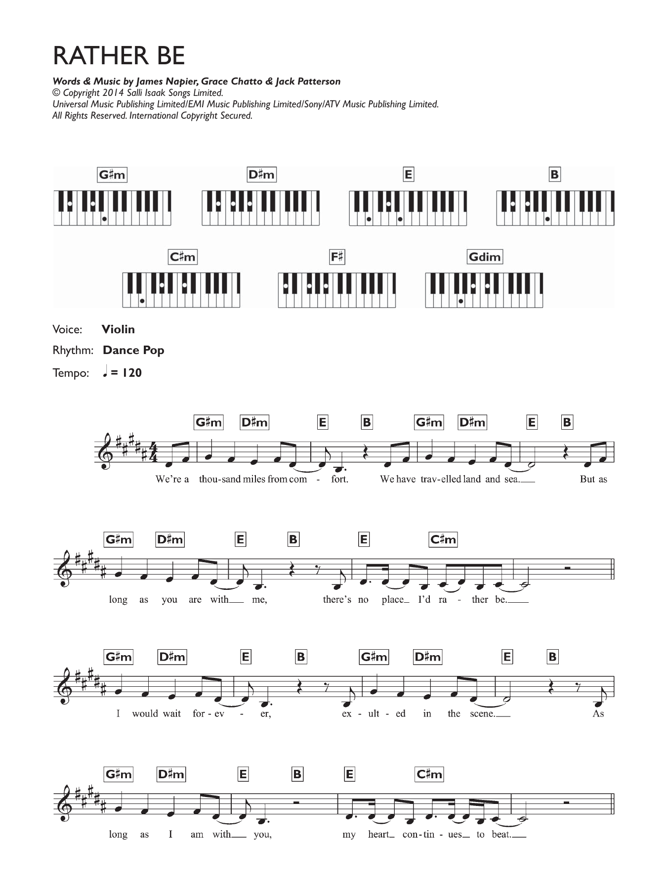 Download Clean Bandit Rather Be (feat. Jess Glynne) Sheet Music