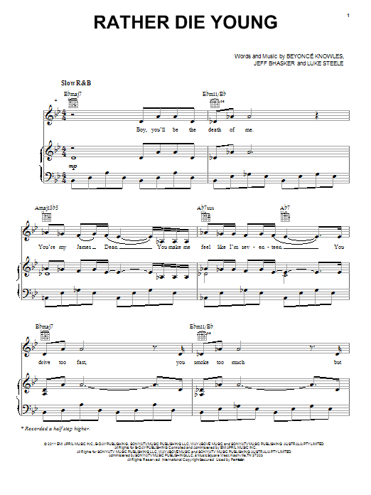 Download Beyoncé Rather Die Young Sheet Music