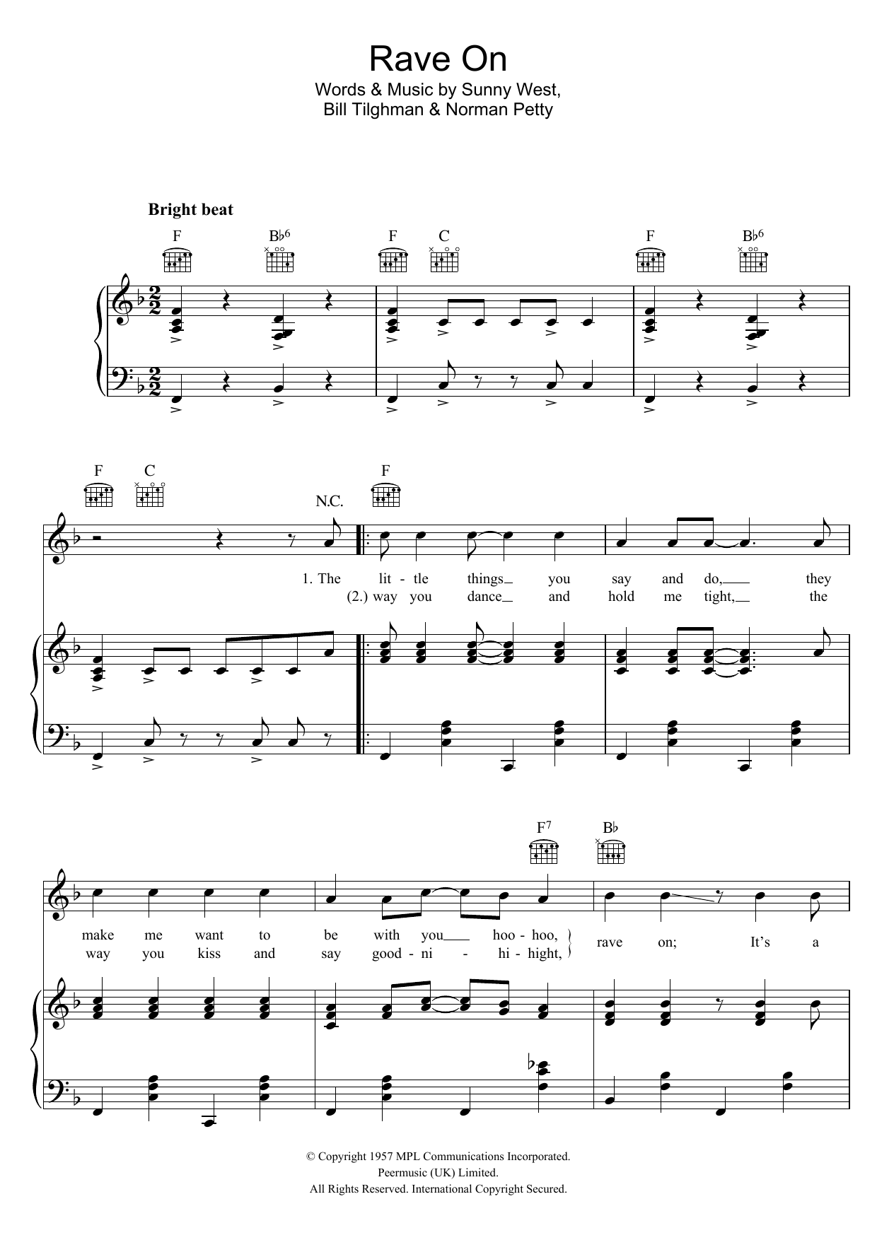 Download Buddy Holly Rave On Sheet Music