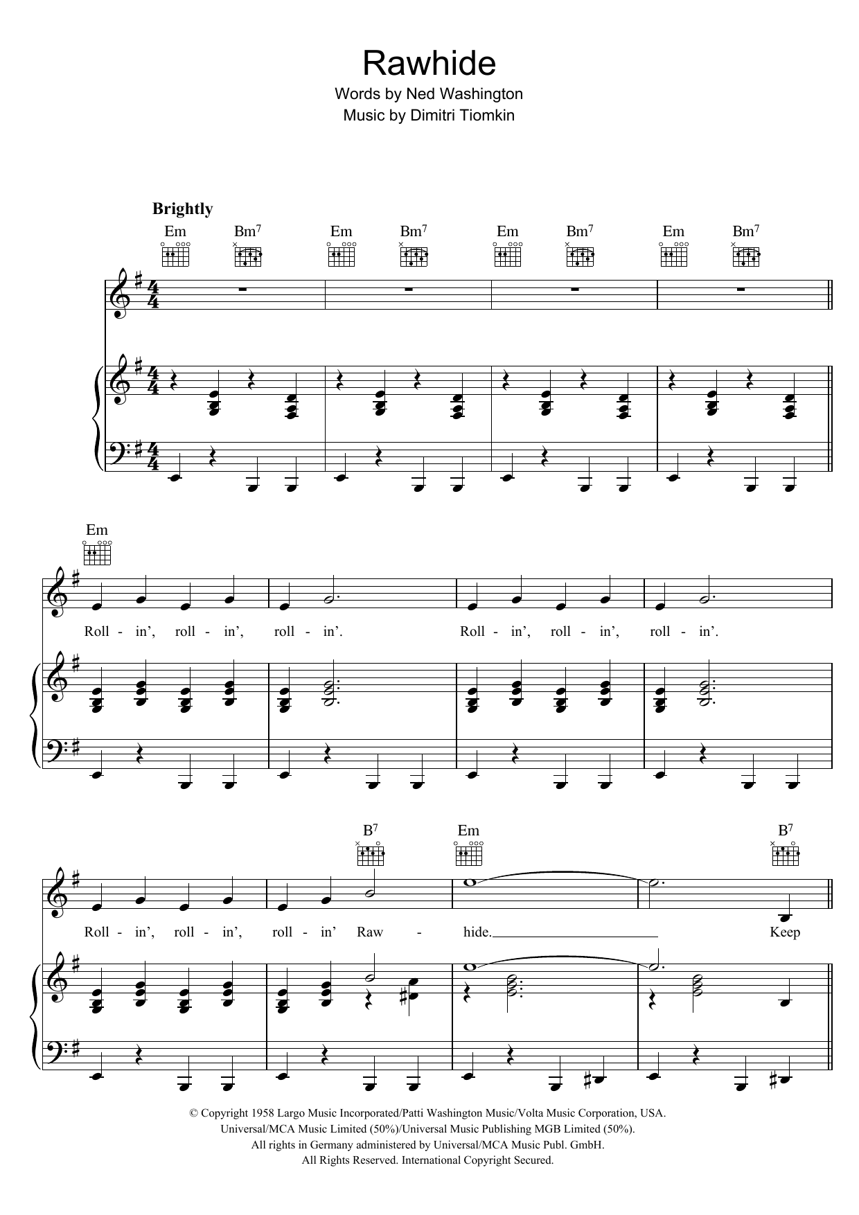 Download The Blues Brothers Rawhide Sheet Music