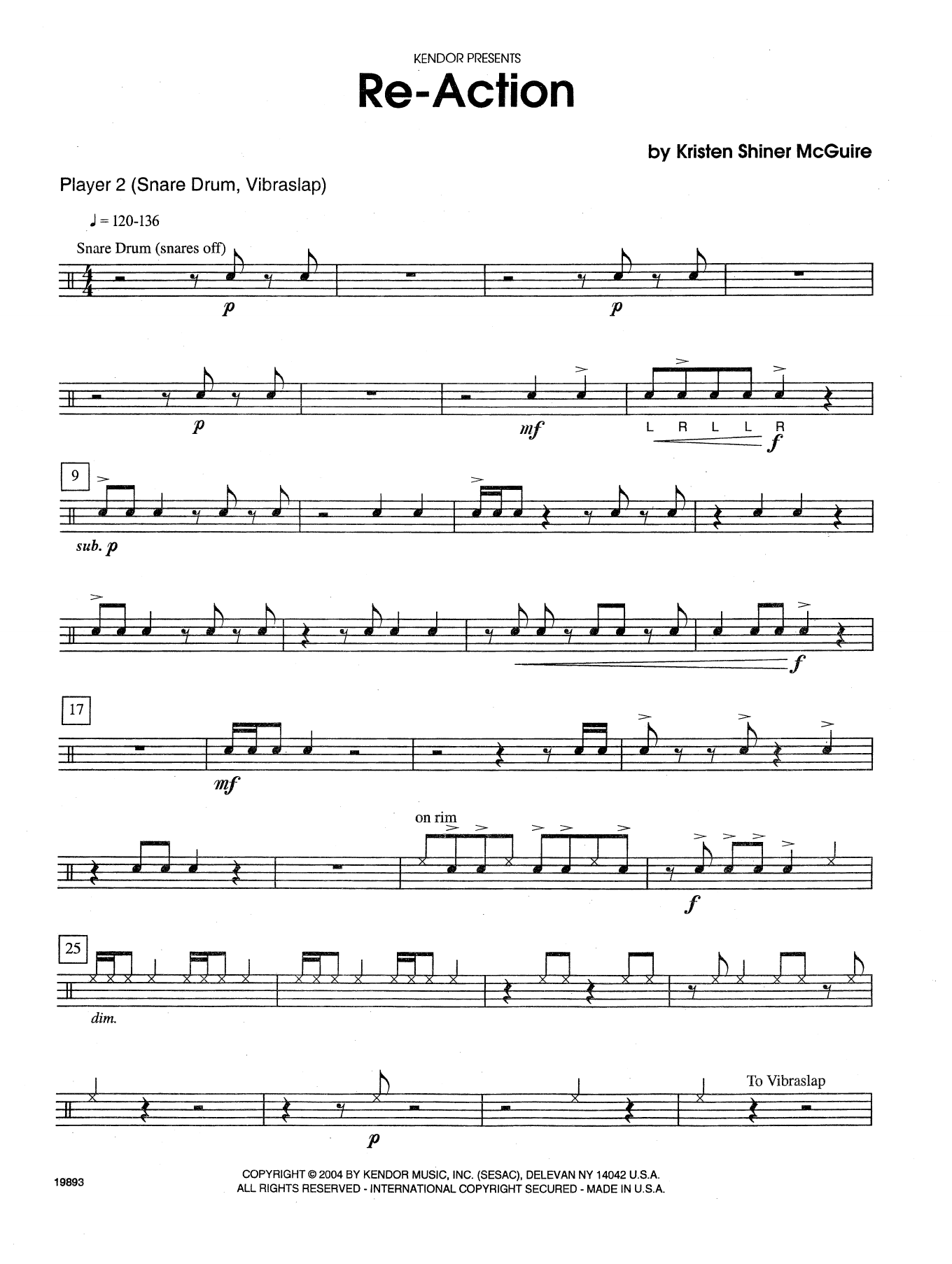 Download Kristen Shiner-McGuire Re-Action - Percussion 2 Sheet Music