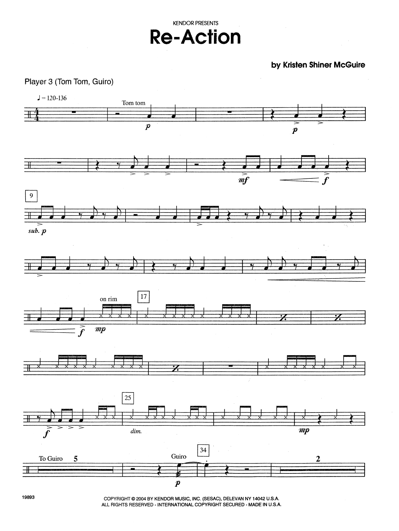 Download Kristen Shiner-McGuire Re-Action - Percussion 3 Sheet Music