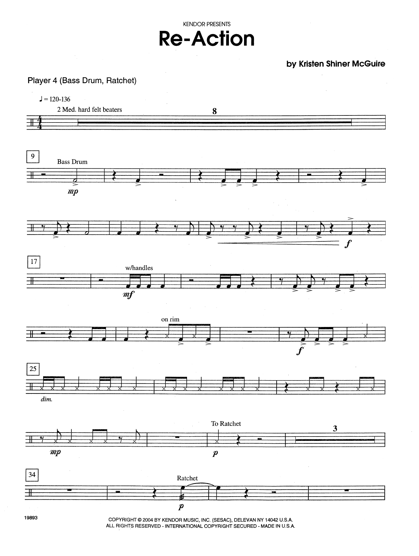 Download Kristen Shiner-McGuire Re-Action - Percussion 4 Sheet Music