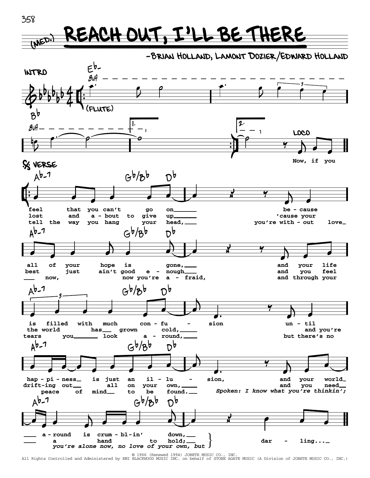 Download The Four Tops Reach Out I'll Be There Sheet Music