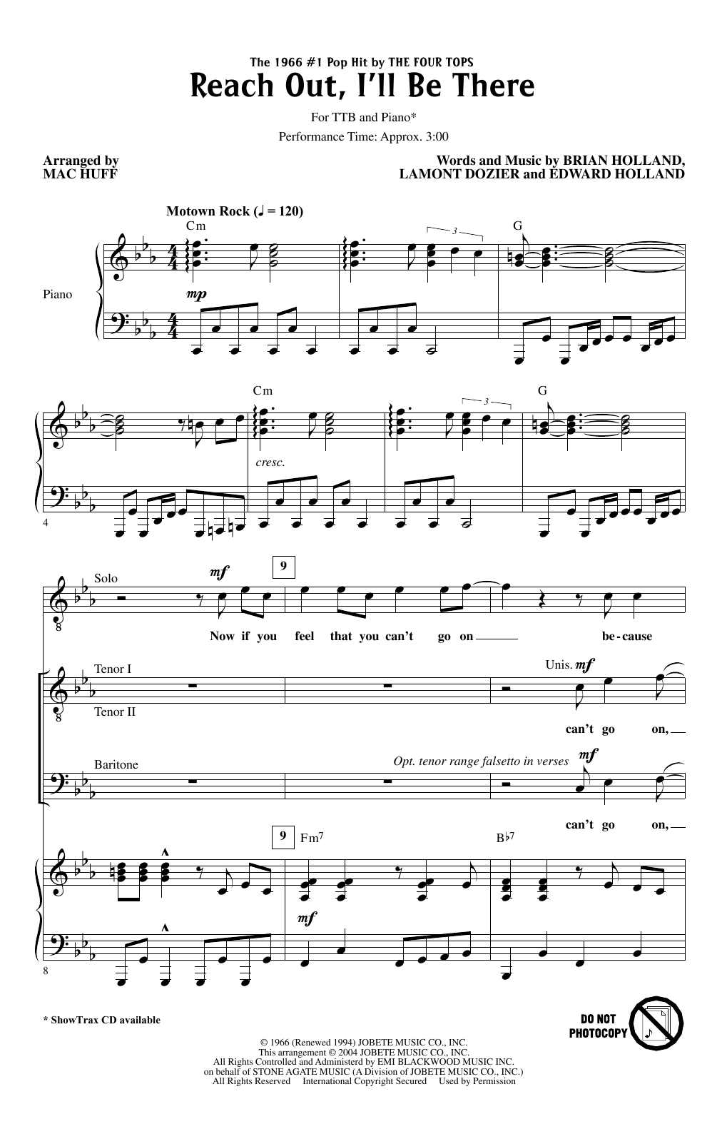 Download The Four Tops Reach Out I'll Be There (arr. Mac Huff) Sheet Music