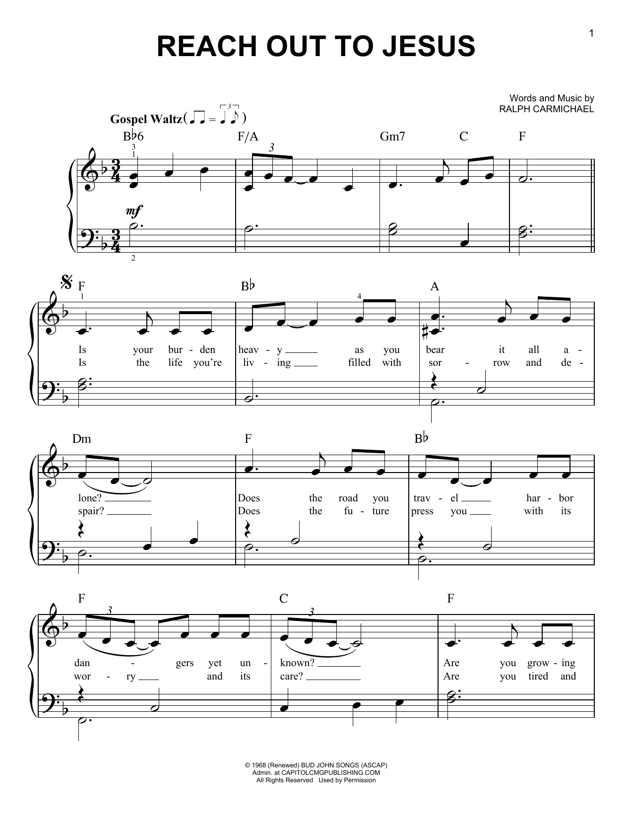 Download Ralph Carmichael Reach Out To Jesus Sheet Music