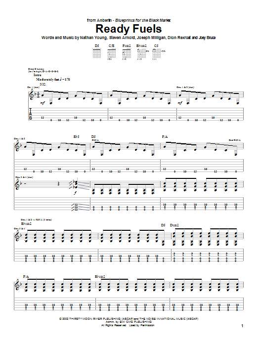 Download Anberlin Ready Fuels Sheet Music