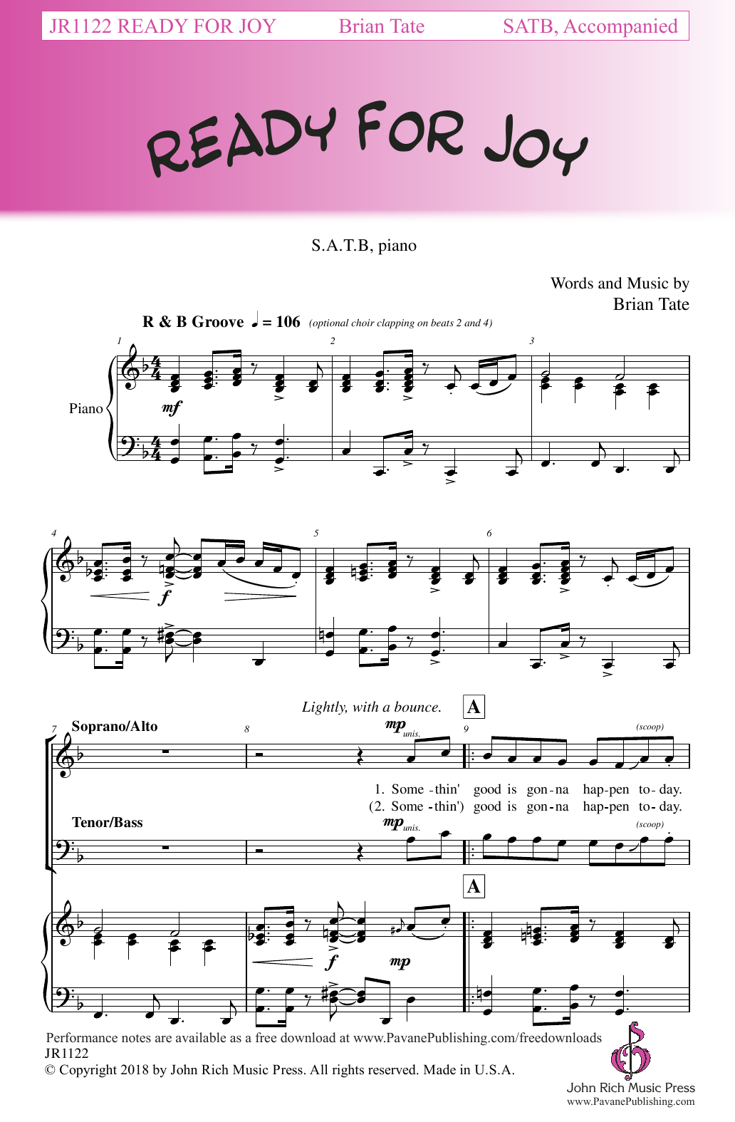 Download Brian Tate Ready For Joy Sheet Music