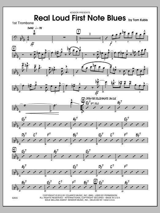 Download Tom Kubis Real Loud First Note Blues - 1st Trombo Sheet Music