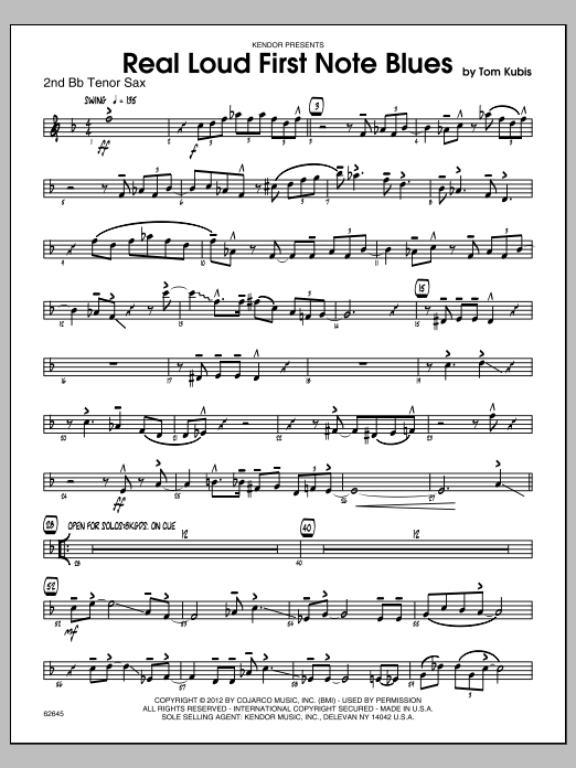 Download Tom Kubis Real Loud First Note Blues - 2nd Bb Ten Sheet Music