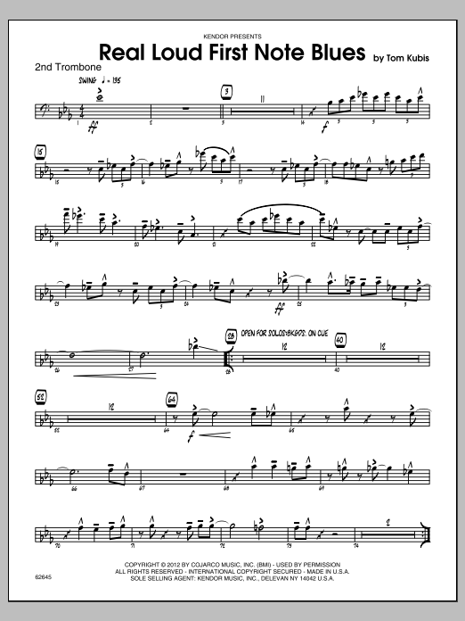 Download Tom Kubis Real Loud First Note Blues - 2nd Trombo Sheet Music