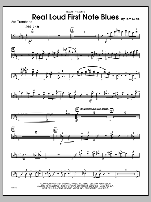 Download Tom Kubis Real Loud First Note Blues - 3rd Trombo Sheet Music