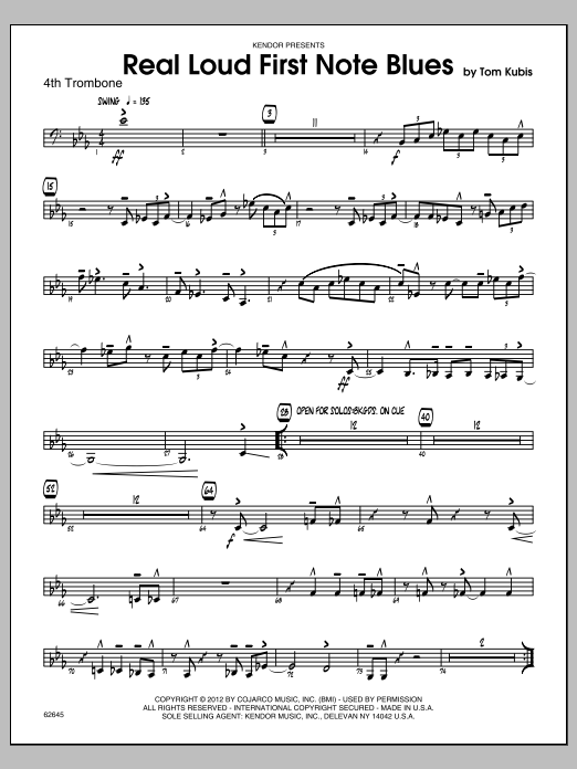 Download Tom Kubis Real Loud First Note Blues - 4th Trombo Sheet Music