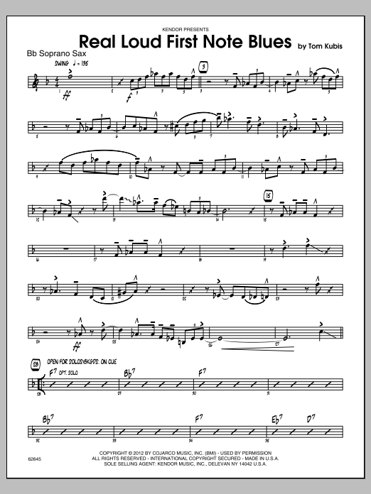 Download Tom Kubis Real Loud First Note Blues - Bb Soprano Sheet Music