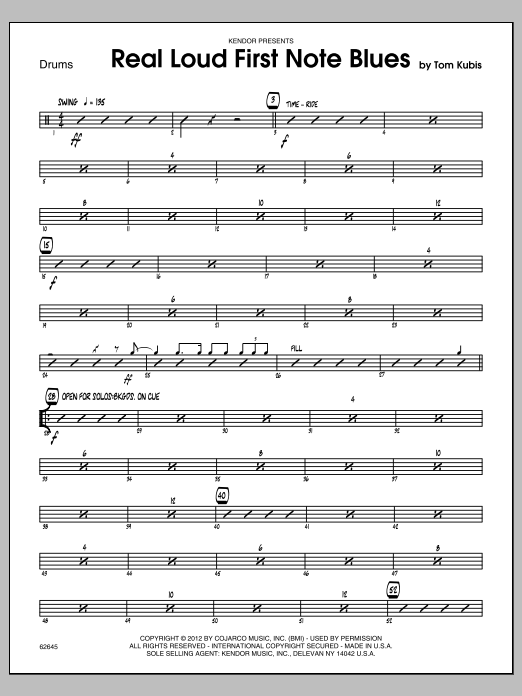 Download Tom Kubis Real Loud First Note Blues - Drums Sheet Music