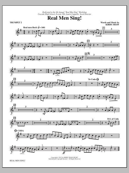 Download Kirby Shaw Real Men Sing! - Bb Trumpet 2 Sheet Music
