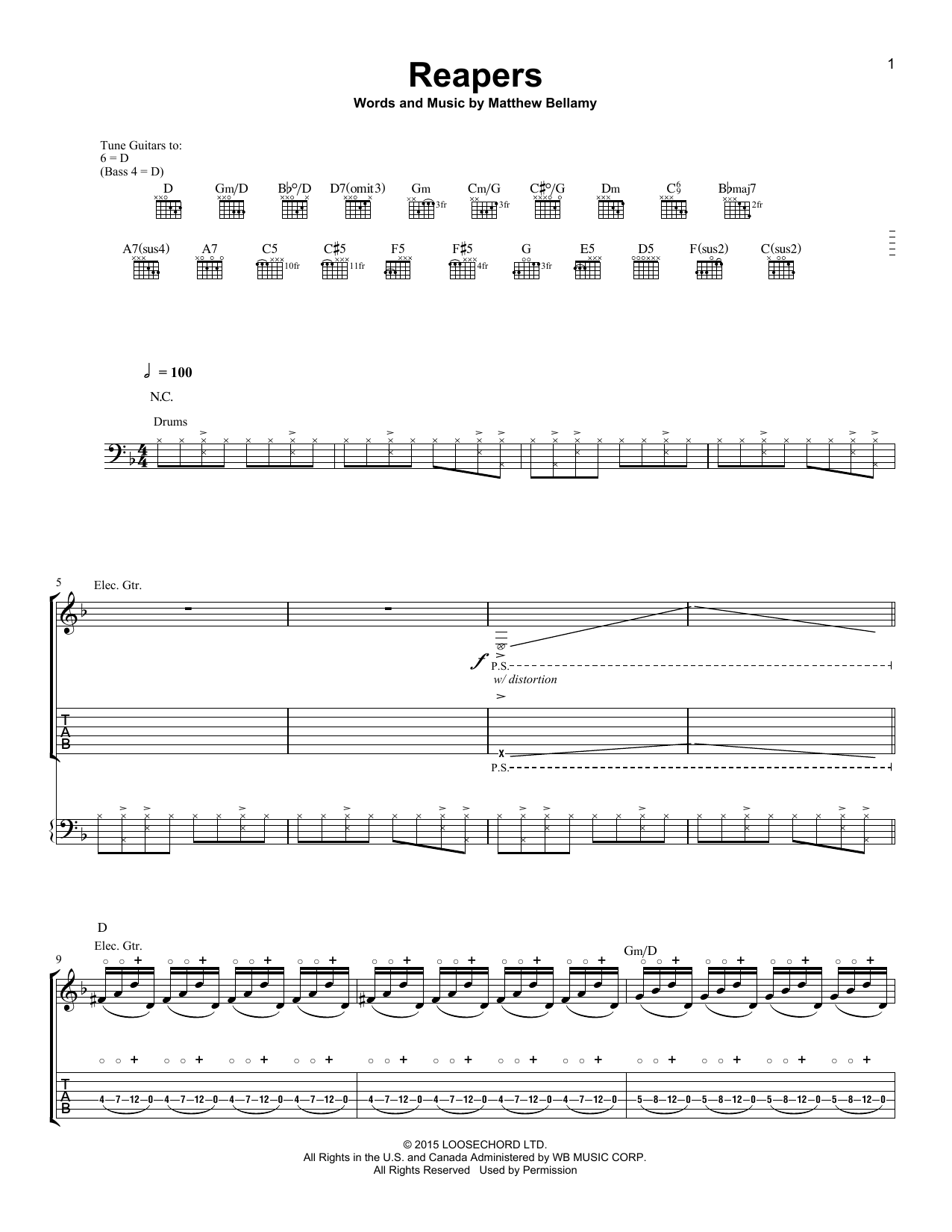 Download Muse Reapers Sheet Music