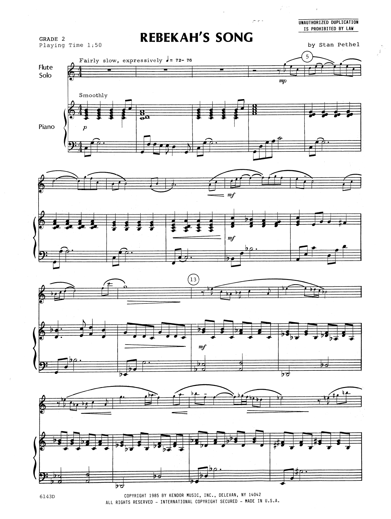 Download Stan Pethel Rebekah's Song - Piano Sheet Music