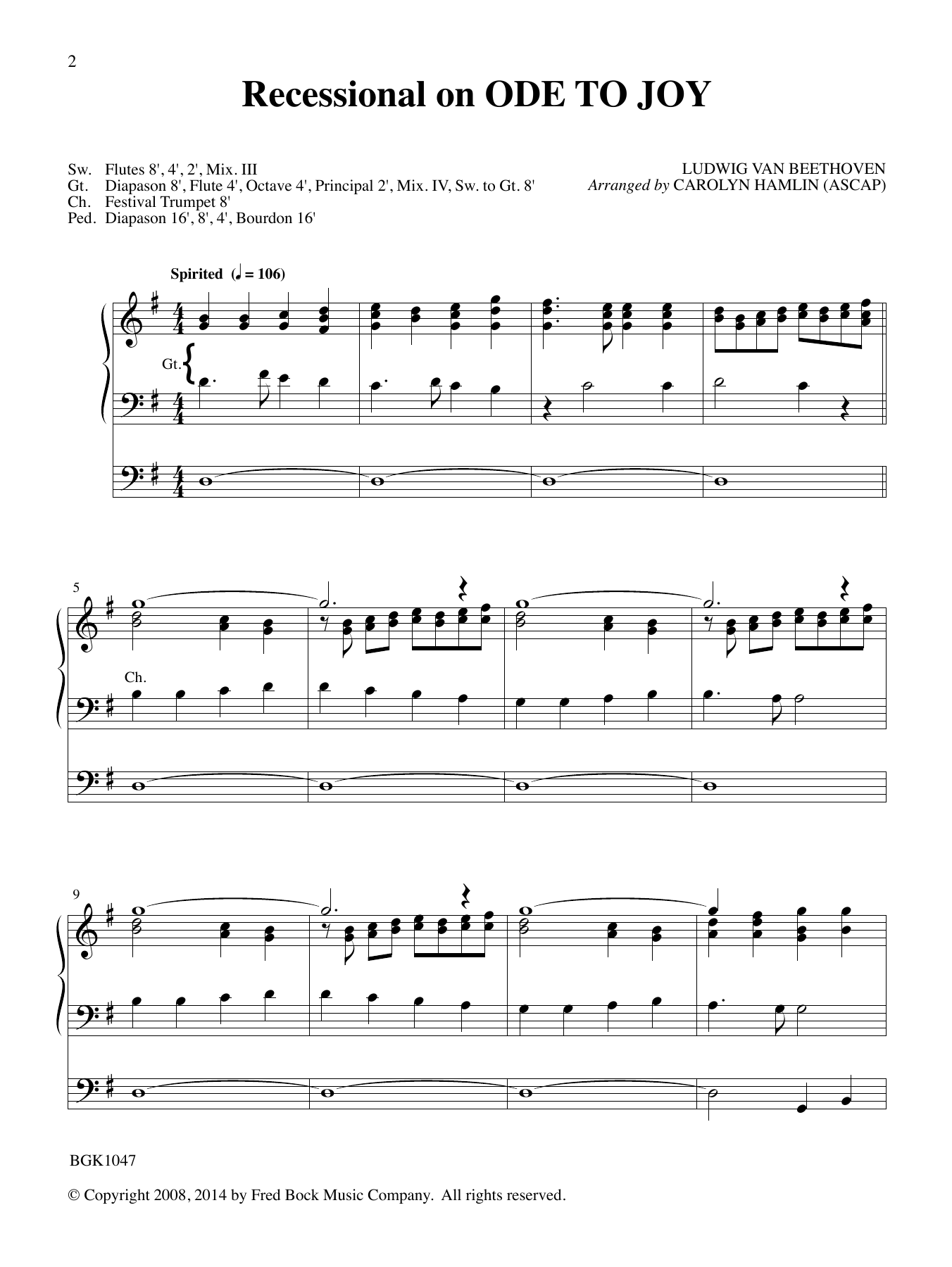 Download Ludwig van Beethoven Recessional On Ode To Joy (arr. Carolyn Sheet Music