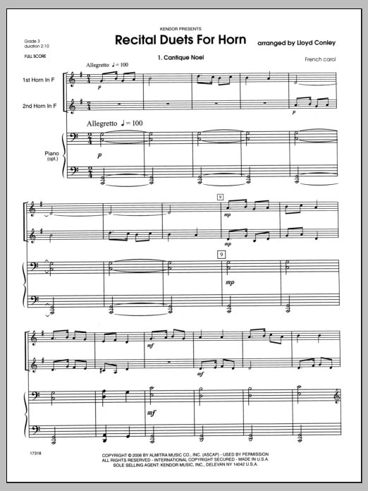 Download Conley Recital Duets For Horn - Full Score Sheet Music