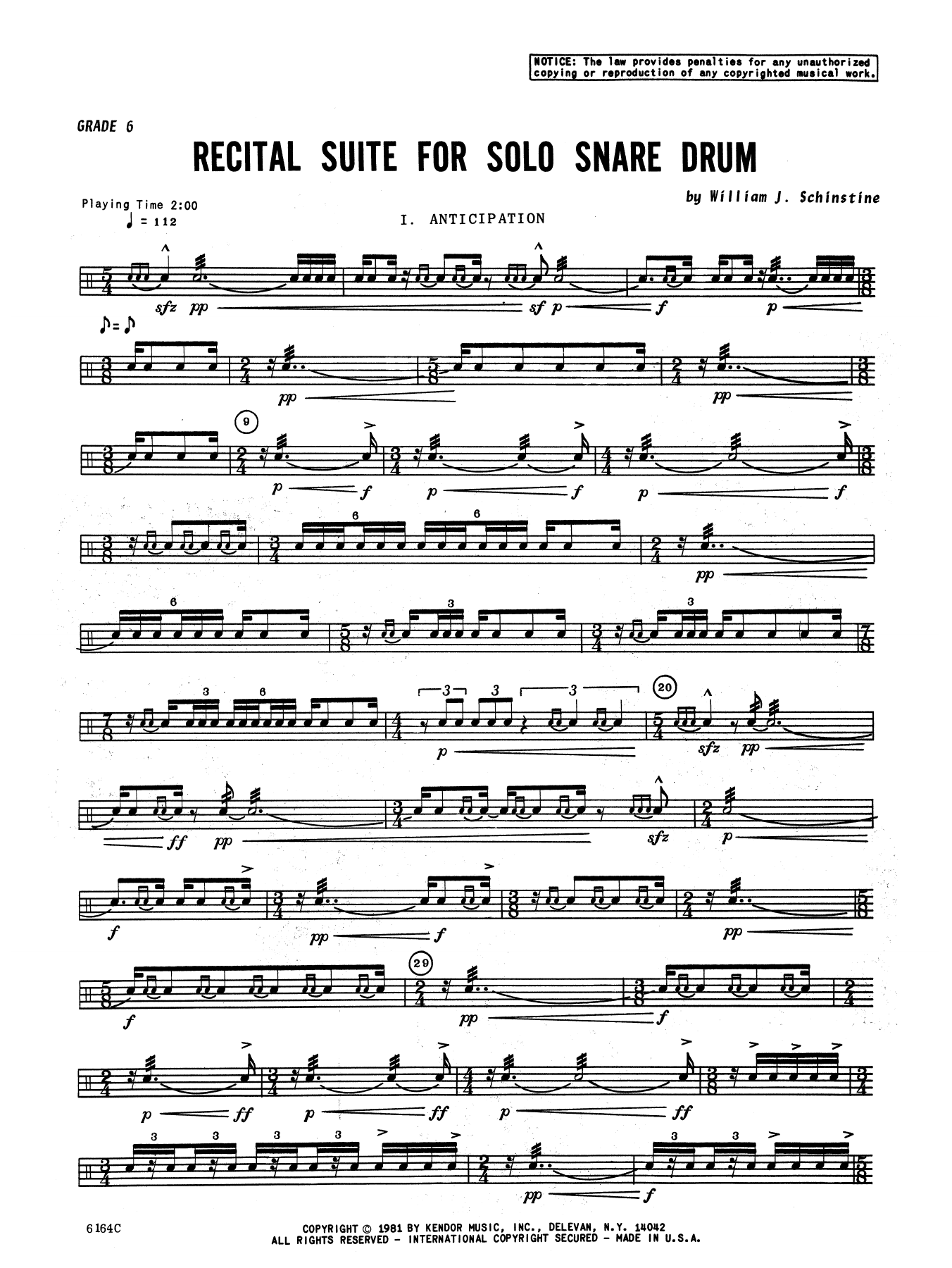 Download William Schinstine Recital Suite For Solo Snare Drum Sheet Music