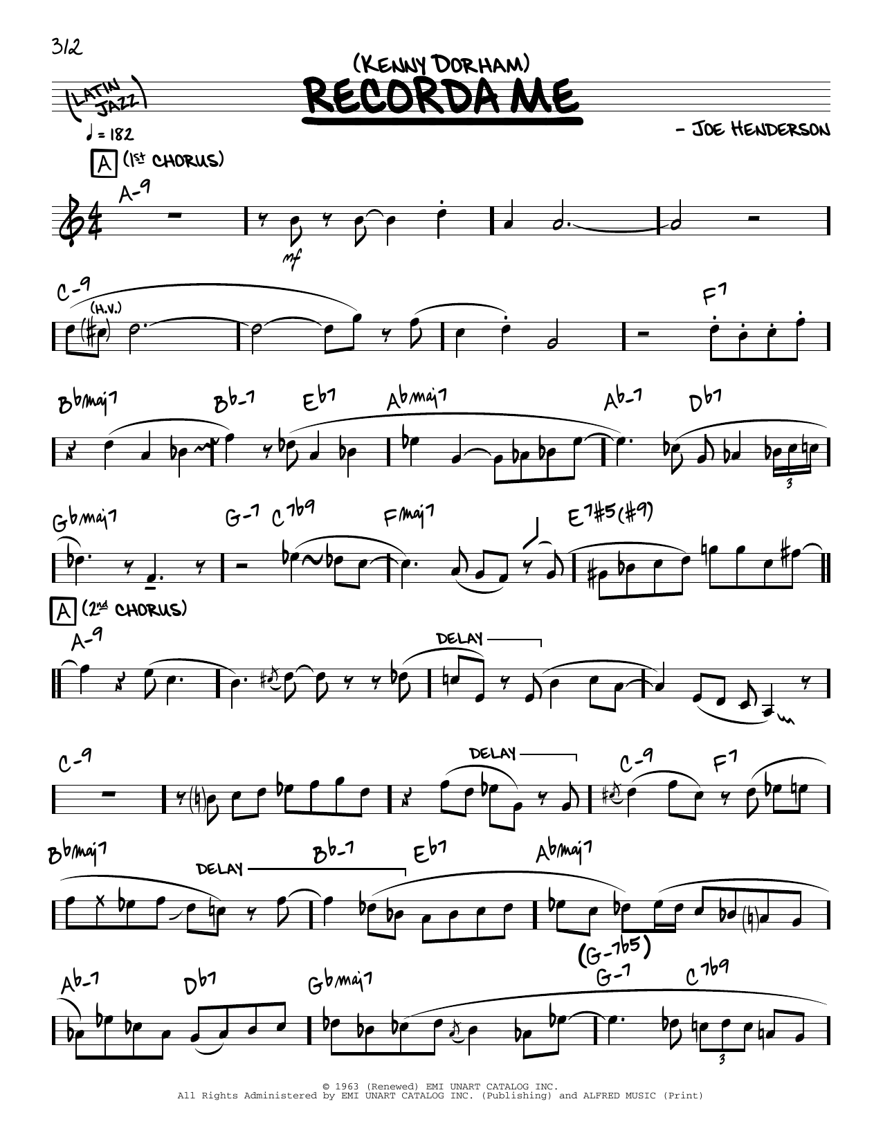 Download Kenny Dorham Recorda Me (solo only) Sheet Music