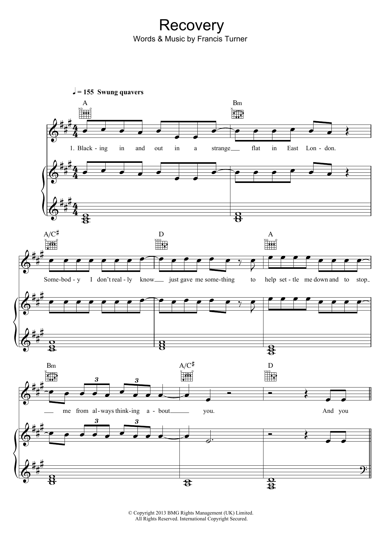 Download Frank Turner Recovery Sheet Music