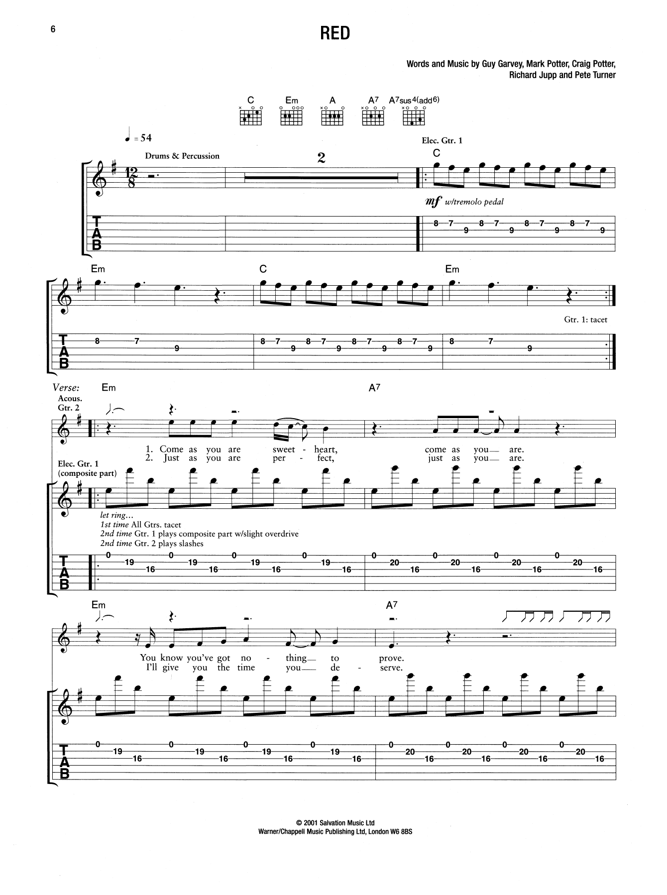 Download Elbow Red Sheet Music